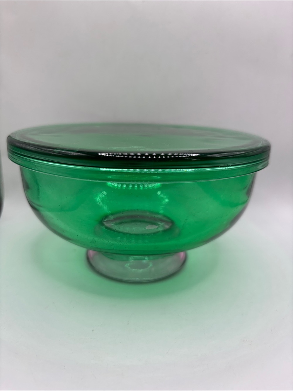 Green Glass and Purple Storage Bowl with Lid - Stylish - 5 inch diameter